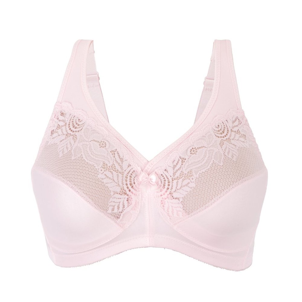 Glamorise 36G MAGIC LIFT Bra (MINIMIZER) Wireless WIDE-STRAPS Lace PINK NEW